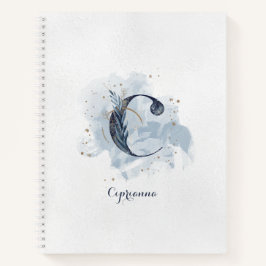 Carnet LETTRE MOTOGRAPHIQUE Florale Personnelle C Bleu Or