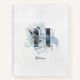 Carnet LETTRE MOTOGRAPHIQUE Florale Personnelle H Bleu Or