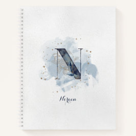 Carnet LETTRE MOTOGRAPHIQUE Florale Personnelle N Bleu Or
