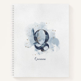 Carnet LETTRE MOTOGRAPHIQUE Florale Personnelle Q Bleu Or