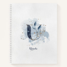 Carnet LETTRE MOTOGRAPHIQUE Florale Personnelle U Bleu Or