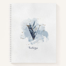 Carnet LETTRE MOTOGRAPHIQUE Florale Personnelle V OR Bleu