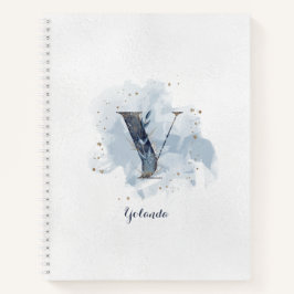 Carnet LETTRE MOTOGRAPHIQUE Florale Personnelle Y Bleu Or