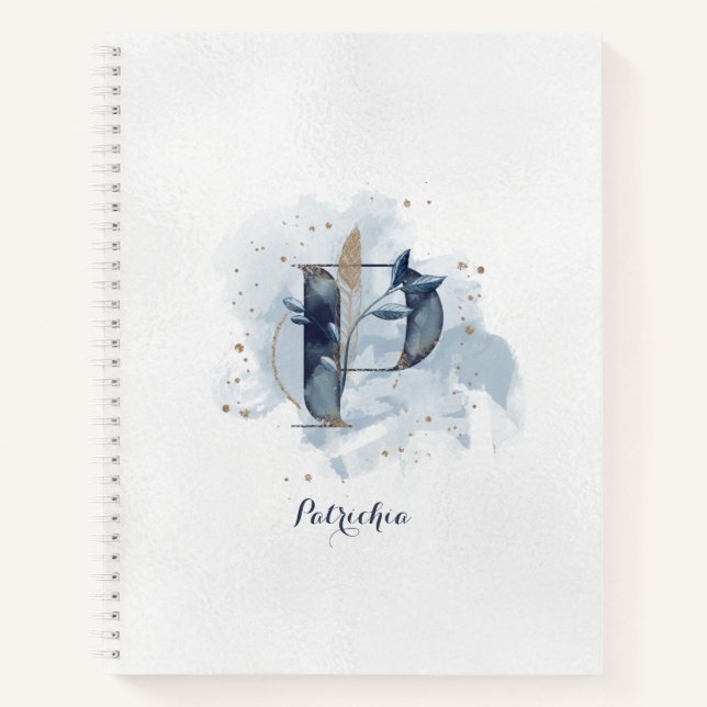 Carnet LETTRE MOTOGRAPHIQUE PERTINENTE MOULÉE P Bleu Or (Devant)