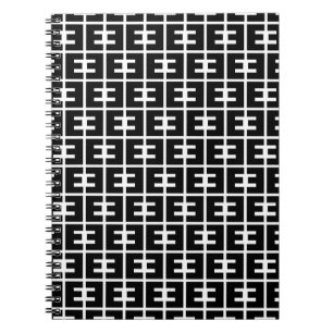 Carnet LETTRE NOIRE ET BLANCHE GRAVE E Alphabet Motif