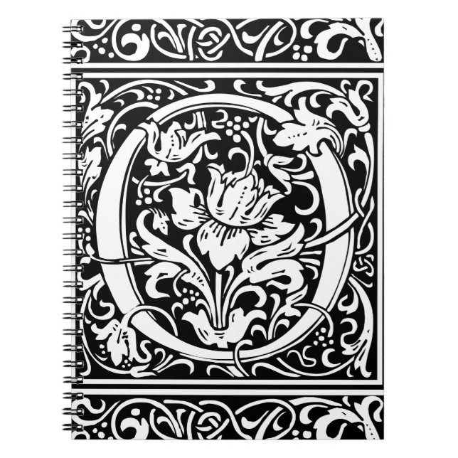 Carnet Lettre O Monogramme Médiéval Art Nouveau (Devant)