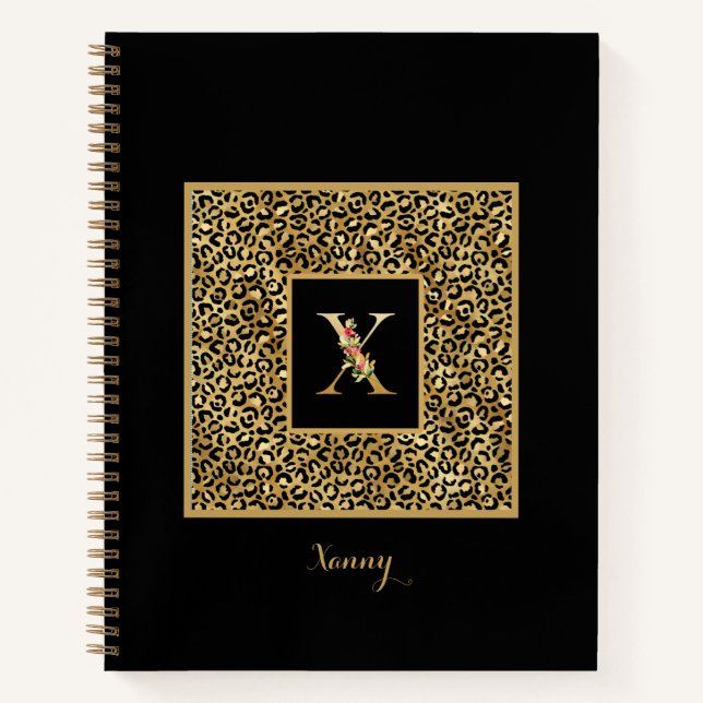 Carnet Lettre personnelle Leopard Gold moderne X (Devant)