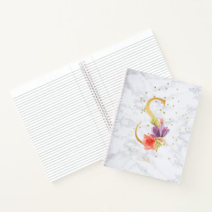 Carnet Lettre S Monogramme Doré Aquarelle Marbre Moderne