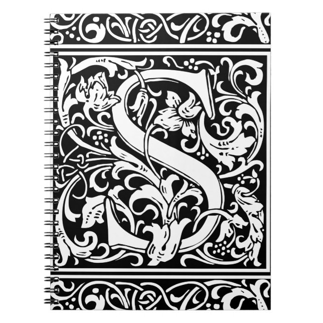 Carnet Lettre S Monogramme médiéval Art Nouveau (Devant)