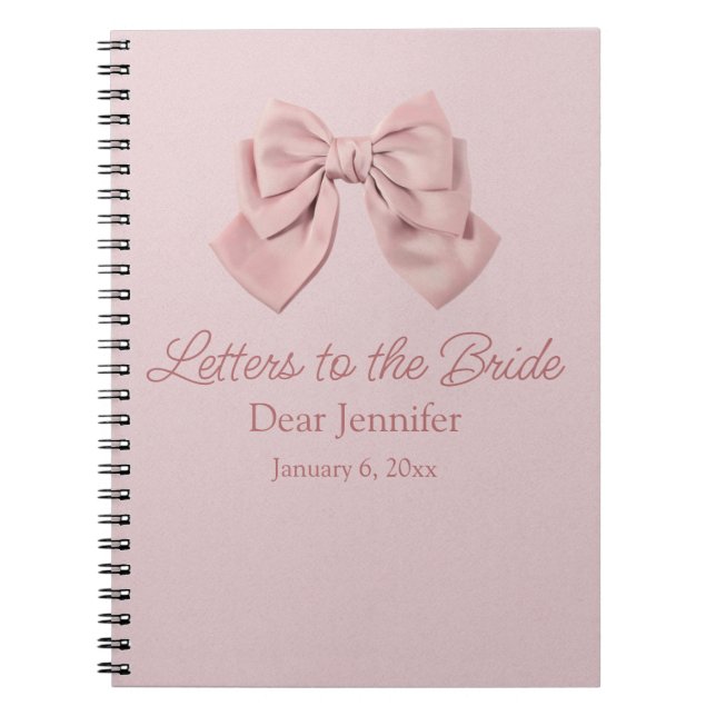 Carnet lettres à la mariée, ruban rose élégant souvenir  (Devant)