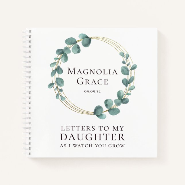 Carnet Lettres à ma fille Eucalyptus Gold Foil (Devant)