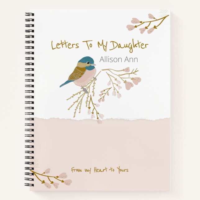 Carnet Lettres à ma fille mignonne Pink Gold Chickadee (Devant)