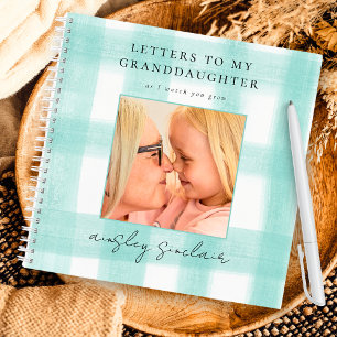 Carnet Lettres à ma petite-fille En vichy photo Turquoise