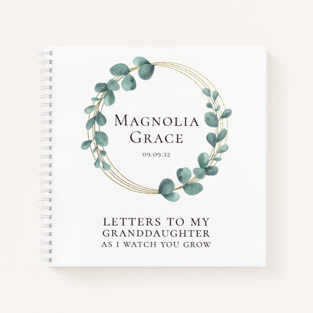 Carnet Lettres à ma petite-fille Eucalyptus Gold Foil (Devant)