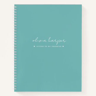 Carnet Lettres bleu Aqua turquoises à la mémoire de fille
