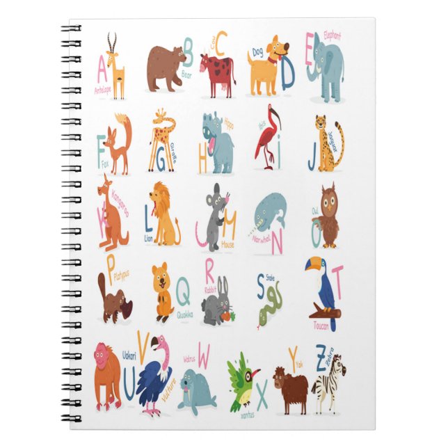 Carnet Lettres d'alphabet animaux pour enseignant d'enfan (Devant)