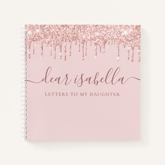 Carnet Lettres de Parties scintillant rose à ma fille Kee (Devant)