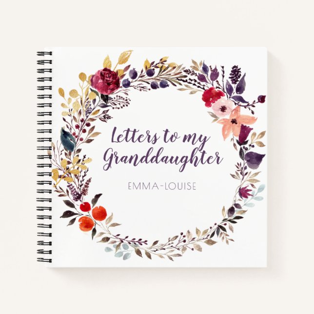 Carnet Lettres florales à ma petite-fille Keepsaké (Devant)