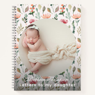 Carnet Lettres florales roses à ma fille photo souvenir