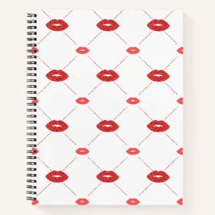 Carnet Lèvres à parties scintillant rouge