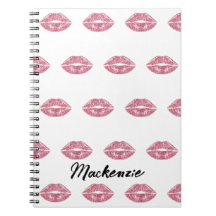 Carnet Lèvres de Parties scintillant rose avec nom person