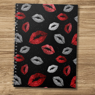 Carnet Lèvres rouges argentées scintillantes Saint-Valent