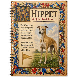 Carnet Lévrier Whippet, Art du Bestiaire Médiéval