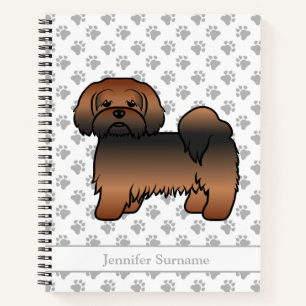 Carnet Lhasa Apso Sable Rouge Chien de Dessin Animé & Nom