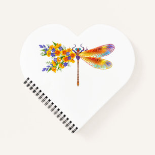 Carnet libellule de fleurs jaunes