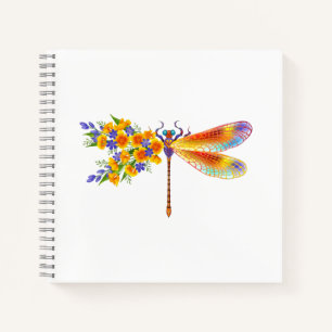 Carnet libellule de fleurs jaunes