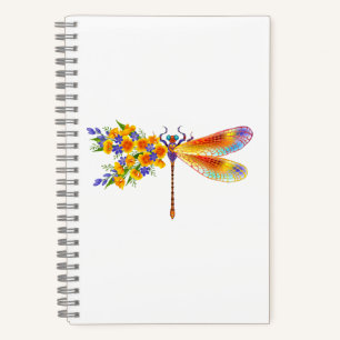 Carnet libellule de fleurs jaunes
