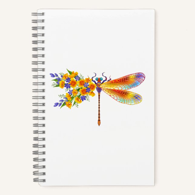 Carnet libellule de fleurs jaunes (Recto)