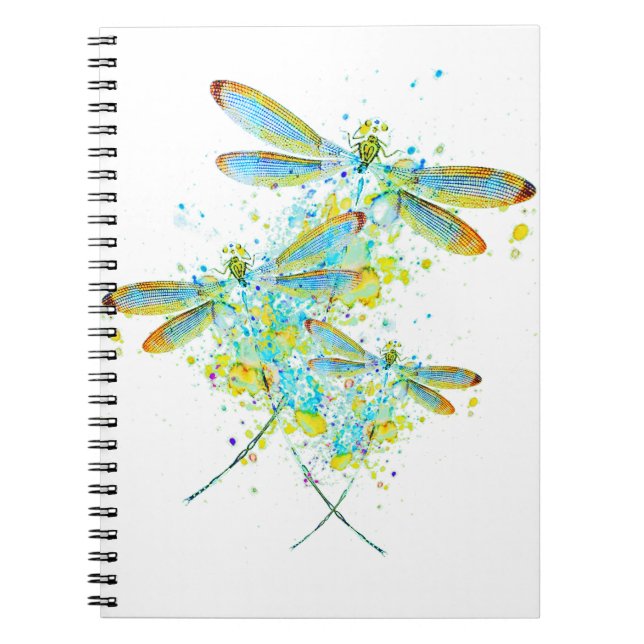 Carnet Libellule sarcelle éclaboussure  (Devant)
