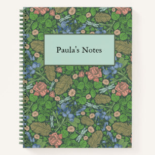 Carnet Libellule vintage volant dans un jardin anglais