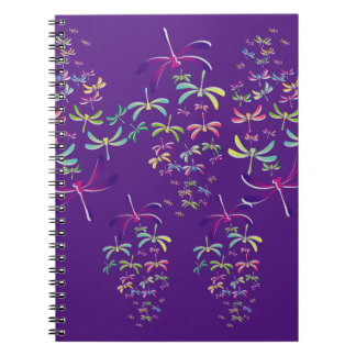 Carnet libellules colorées sur violet