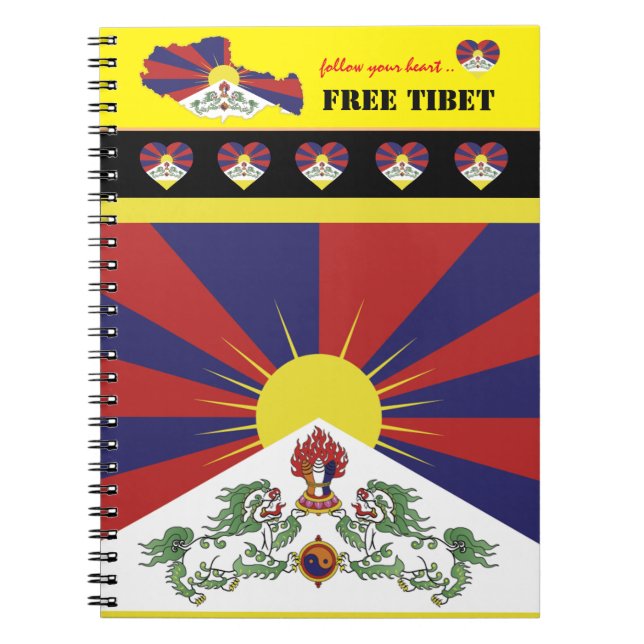 Carnet Libérez le drapeau du Tibet et du Tibet, Carte, Co (Devant)