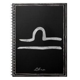 Carnet Libra martelé argent stylisé symbole astrologie