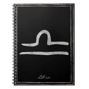 Carnet Libra martelé argent stylisé symbole astrologie