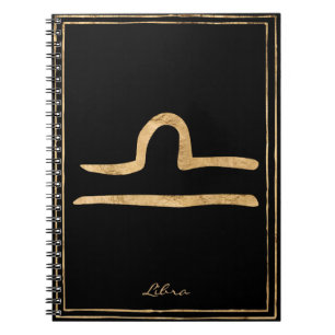 Carnet Libra martelé or stylisé symbole astrologie