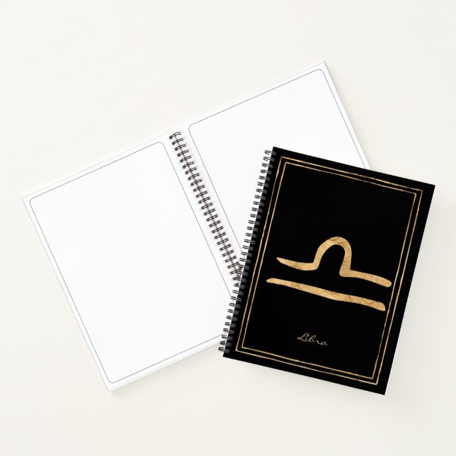Carnet Libra martelé or stylisé symbole astrologique non (Intérieur)