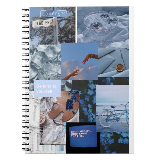 Carnet Libreta collage esthétique azul (Devant)