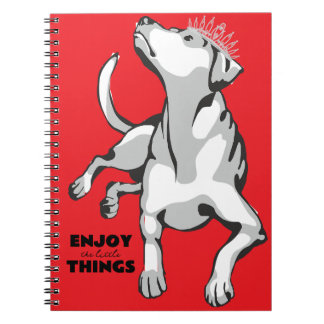 Carnet Libreta con imagen de perro blanco con fondo rojo