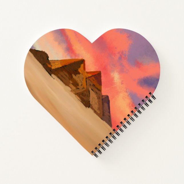 Carnet Libreta espiral corazón  paisaje pirámides egipto (Dos)