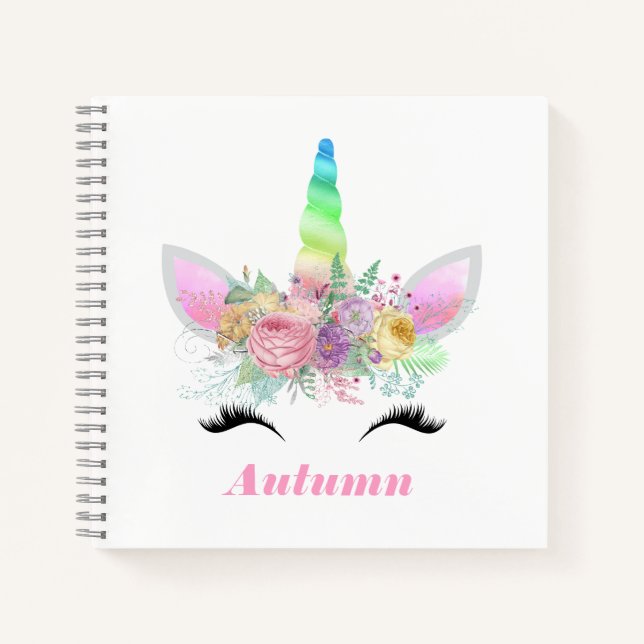 Carnet Licorne Arc-en-Ciel Personnalisée (Devant)