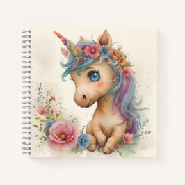 Carnet Licorne bébé adorable aquarelle