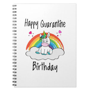 Carnet Licorne d'anniversaire de quarantaine arc-en-ciel