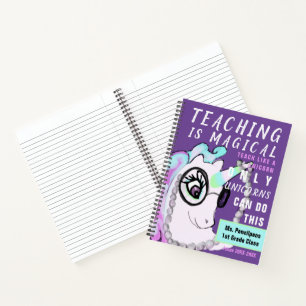 Carnet Licorne de professeur d'école personnalisée Magazi