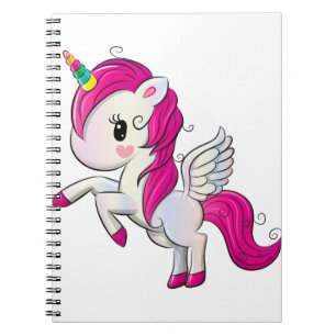 Carnet Licorne mignonne d'arc-en-ciel