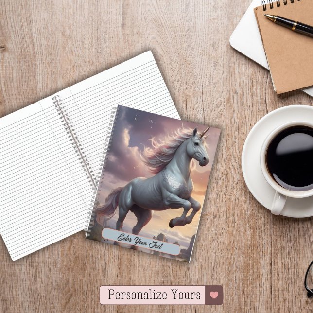 Carnet Licorne Mystique Blanche Personnalisée (Personalized Mystic White Unicorn Notebook)