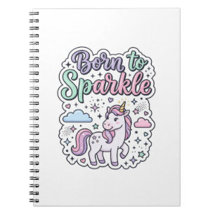 Carnet Licorne née pour briller Graphisme Merch Desig